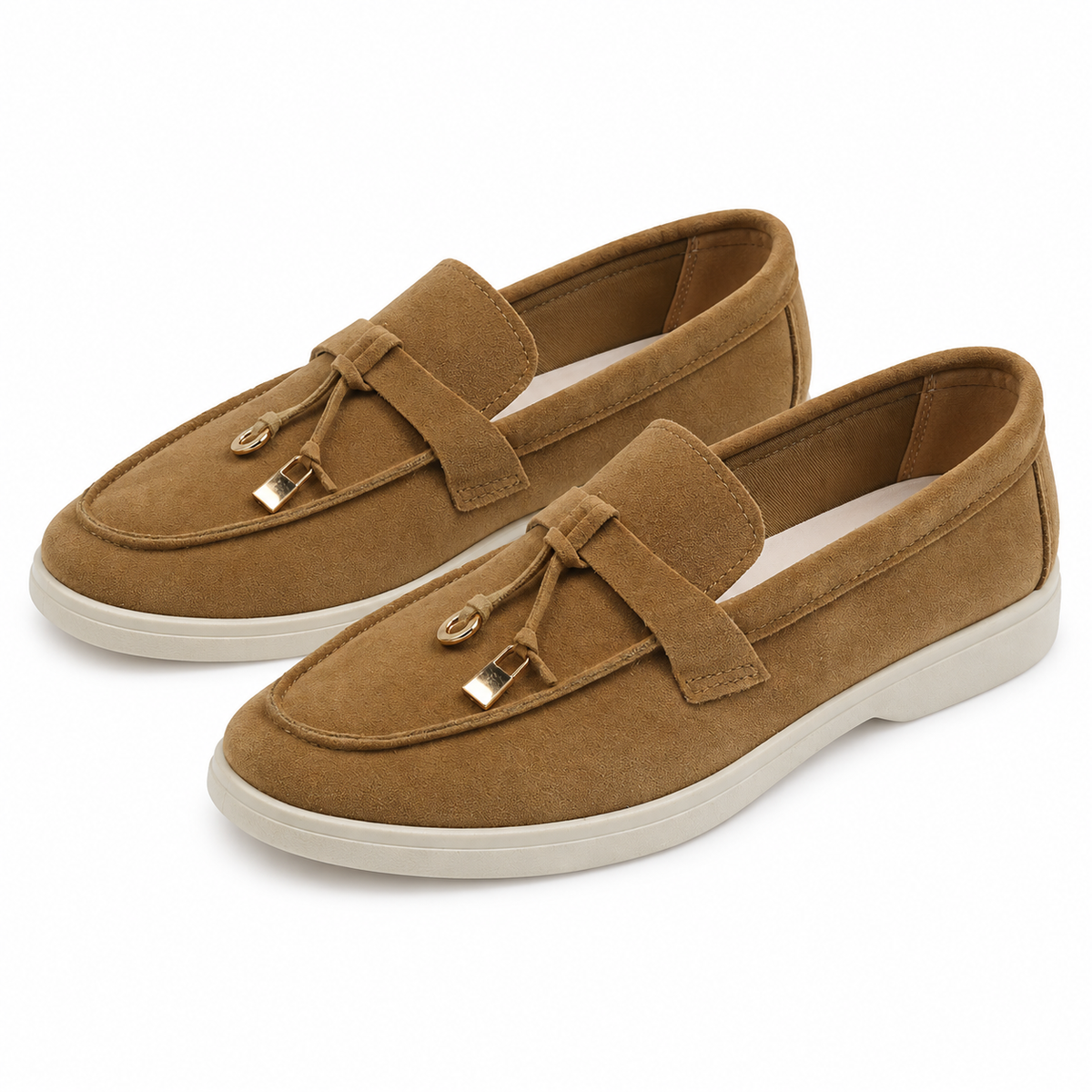 Men's Suede Metal Buckle Loafers with Smart Finish