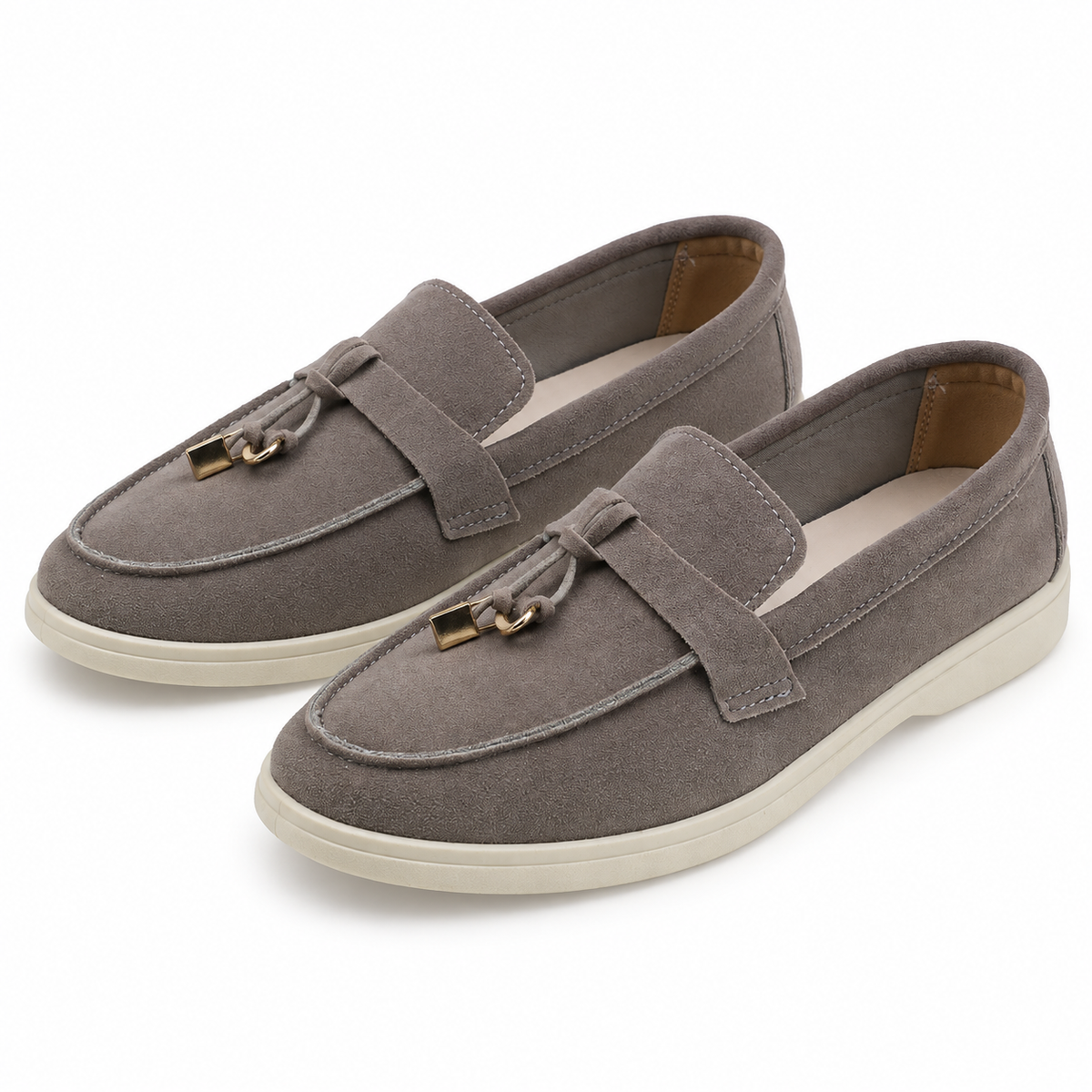 Men's Suede Metal Buckle Loafers with Smart Finish
