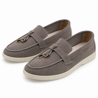Men's Suede Metal Buckle Loafers with Smart Finish