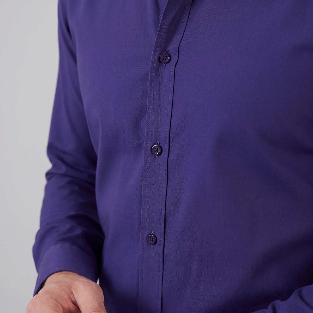 Men's Slim Fit Long-Sleeve Dress Shirt with Point Collar View 55