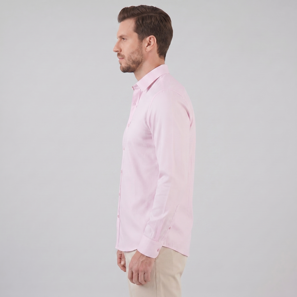 Men's Slim Fit Long-Sleeve Dress Shirt with Point Collar View 58