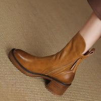 Women's Block Heel Ankle Boots with Side Zip