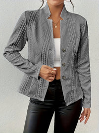 Women's Jacket with Button Front and Fitted Waist