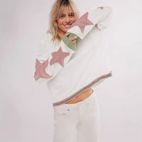 Women's Star Print Sweatshirt Tops with Long Sleeves