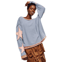 Women's Star Print Sweatshirt Tops with Long Sleeves