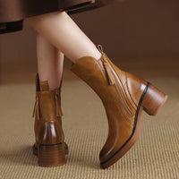 Women's Block Heel Ankle Boots with Side Zip