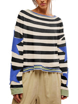 Women's Star Print Sweatshirt Tops with Long Sleeves