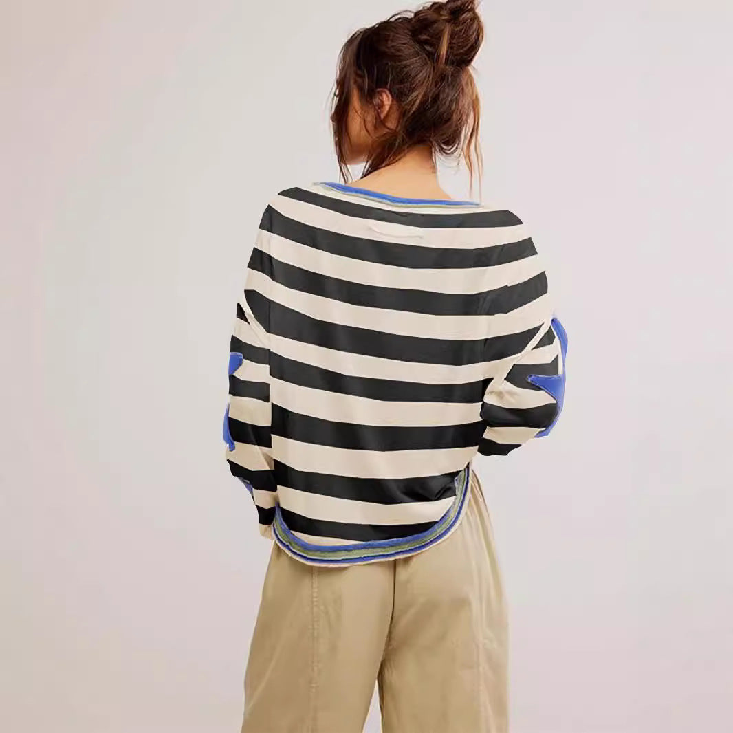 Women's Star Print Sweatshirt Tops with Long Sleeves