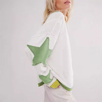 Women's Star Print Sweatshirt Tops with Long Sleeves