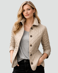 Women's Windbreaker with Quilted Design and Button Fastening