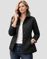 Women's Windbreaker with Quilted Design and Button Fastening