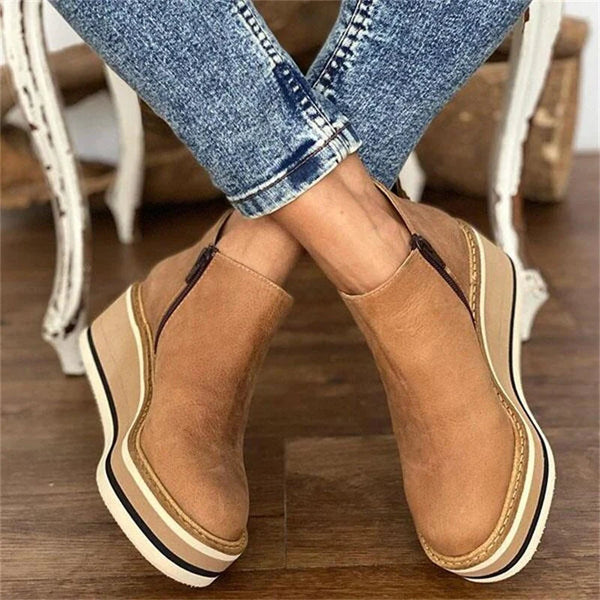 Women's Wedge Boots with Slip On and Platform Sole