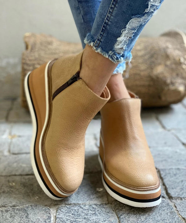 Women's Wedge Boots with Slip On and Platform Sole