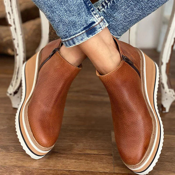 Women's Wedge Boots with Slip On and Platform Sole