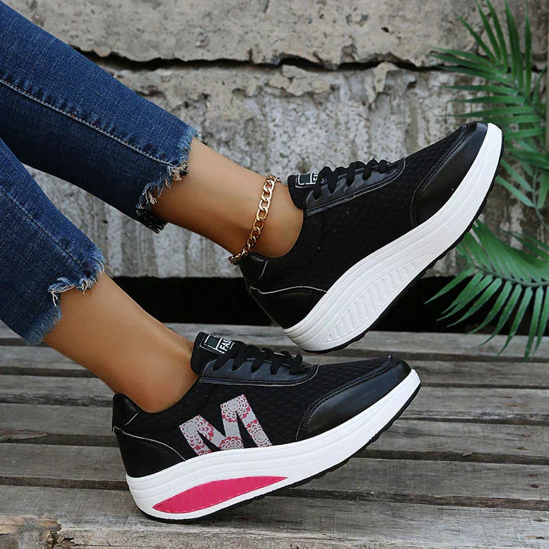 Women's Trainers with Lace Up and Platform Sole