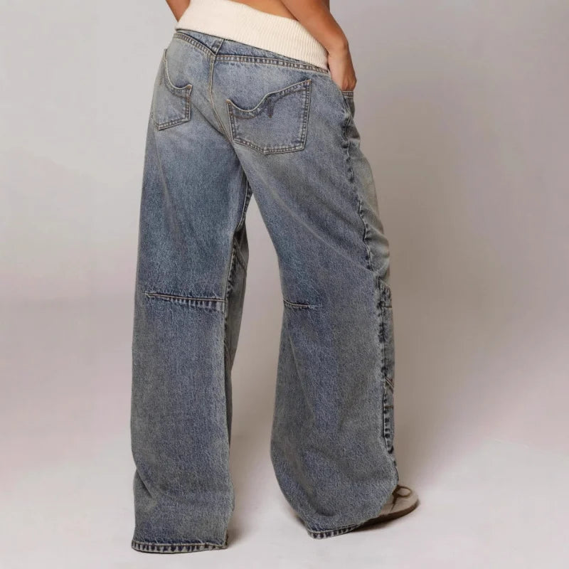 Women's Wide Leg Denim Jeans with High Waist