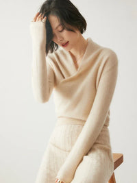 Women's Wrap Tops with V Neckline and Long Sleeves