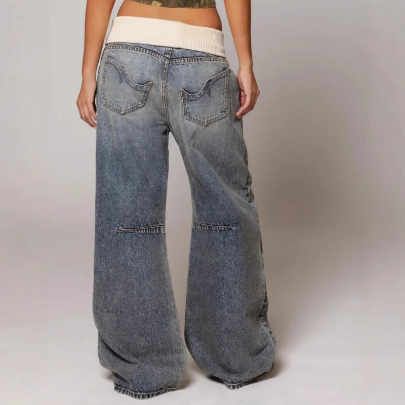 Women's Wide Leg Denim Jeans with High Waist