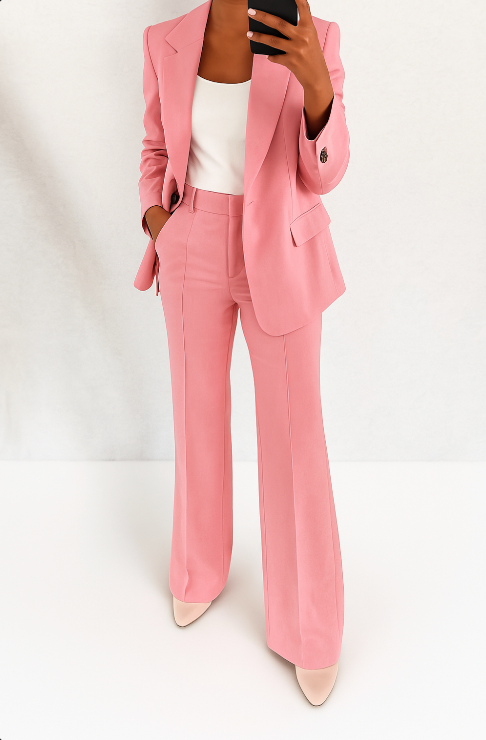 Women's Tailored Set with Blazer and Straight Leg Trousers