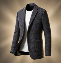 Men's Wool Blend Tailored Blazer | Houndstooth with Notch Lapel