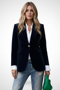 Women's Single Button Blazer with Peak Lapel