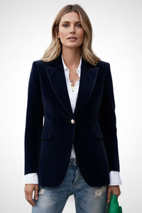 Women's Single Button Blazer with Peak Lapel