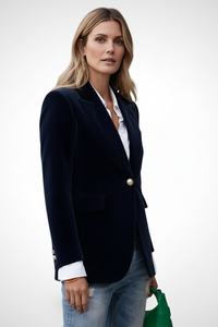 Women's Single Button Blazer with Peak Lapel
