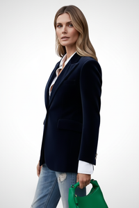 Women's Single Button Blazer with Peak Lapel