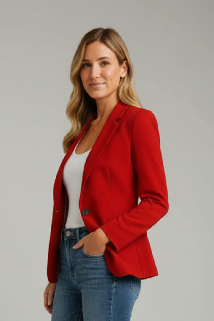 Women's Single Button Blazer with Tailored Fit