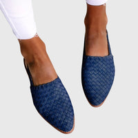 Women's Woven Leather Pointed Toe Slip-On Mules
