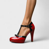 Women's Stiletto Heels with T Bar Strap and Platform Sole