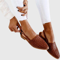 Women's Woven Leather Pointed Toe Slip-On Mules