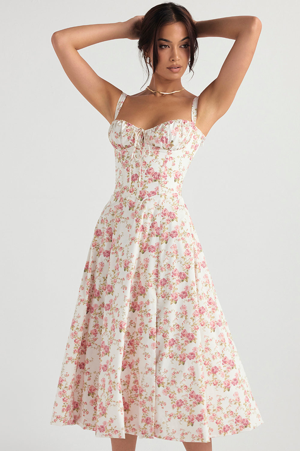 Women's Mini Wedding Guest Dress with Floral Print and Sweetheart Neckline
