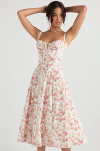 Women's Mini Wedding Guest Dress with Floral Print and Sweetheart Neckline