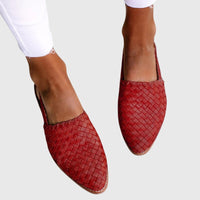 Women's Woven Leather Pointed Toe Slip-On Mules
