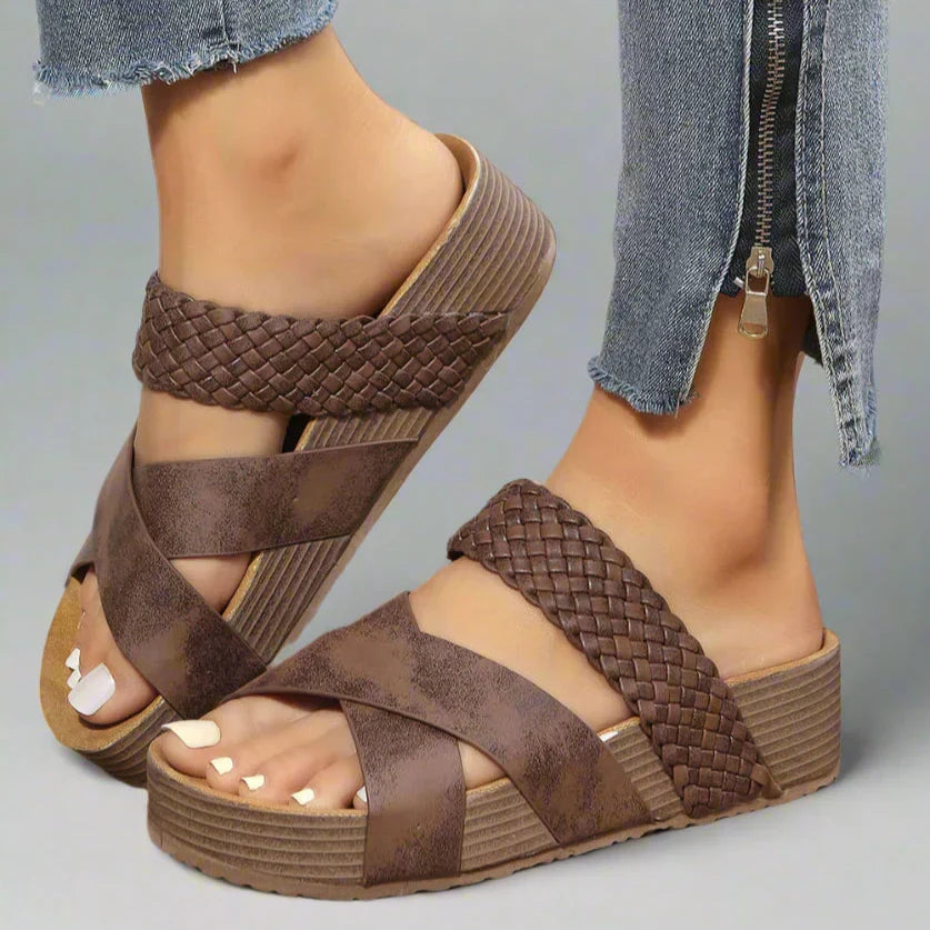 Women's Wedges with Woven Strap and Open Toe