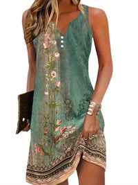 Women's Mini Summer Dress with V Neckline and Sleeveless