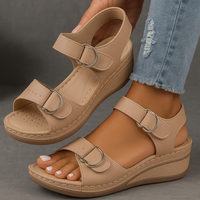 Women's Wedge Sandals with Open Toe and Velcro Strap