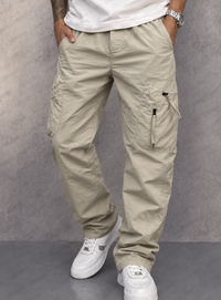 Men's Slim Fit Cotton Cargo Pants with Zip Pockets
