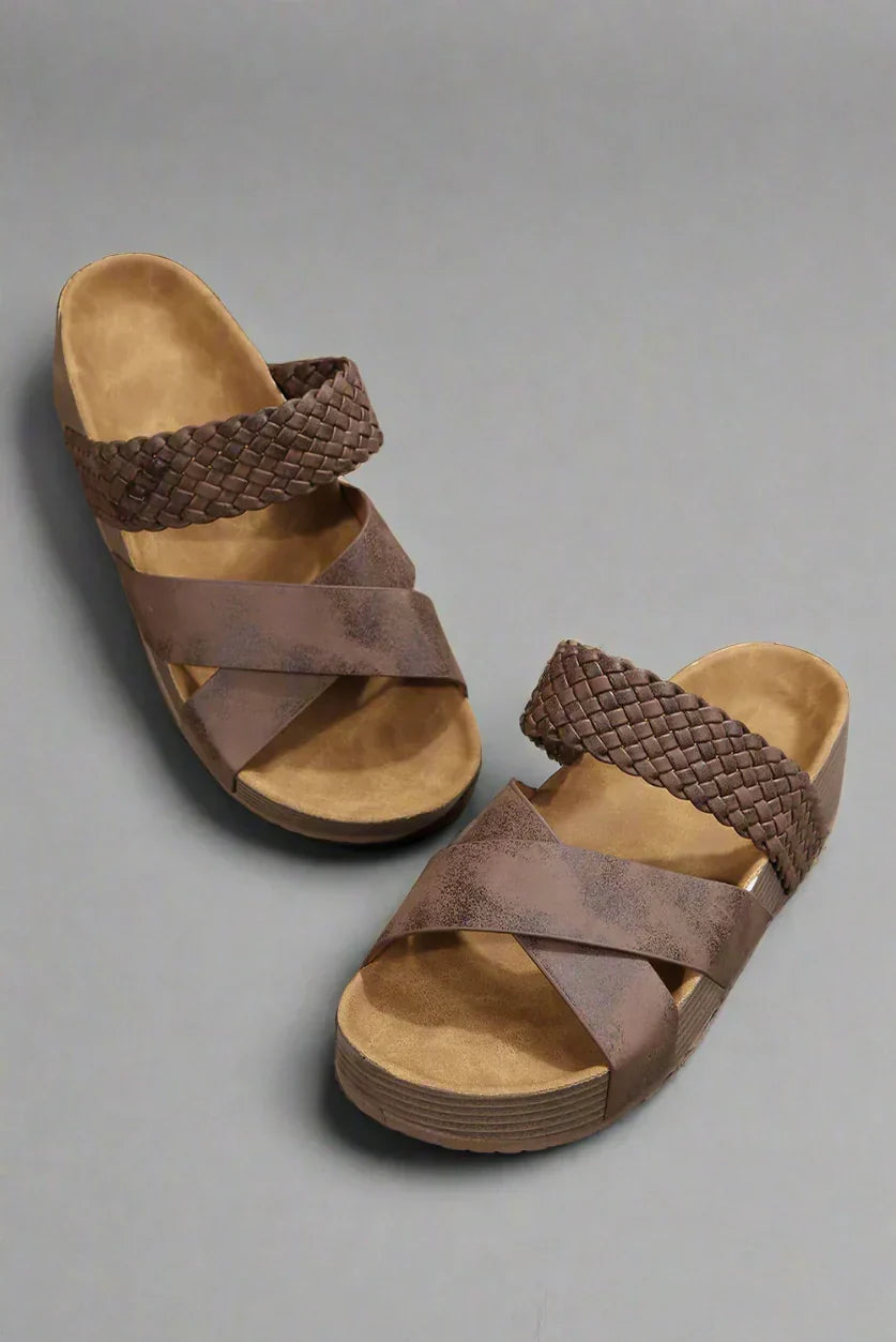 Women's Wedges with Woven Strap and Open Toe