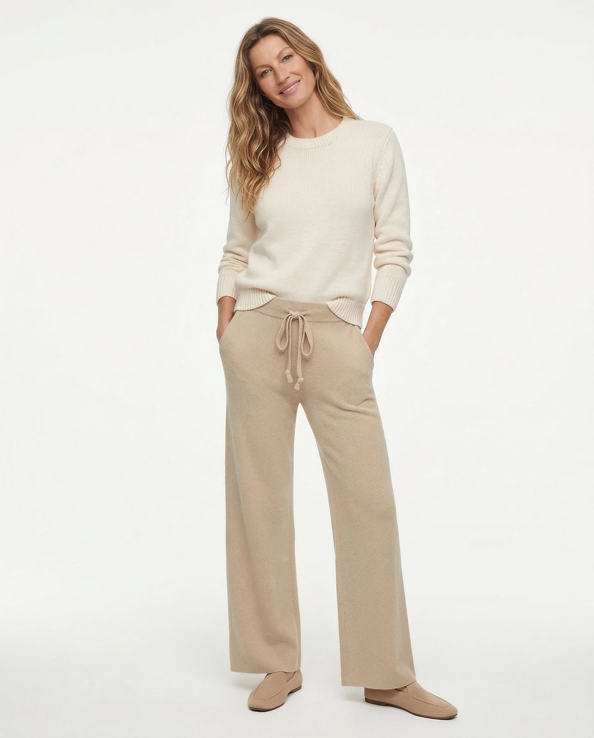 Women's Wide Leg Trousers with Drawstring Waist and Side Pockets