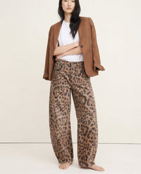 Women's Wide Leg Trousers with Animal Print and High Waist