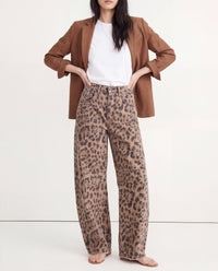 Women's Wide Leg Trousers with Animal Print and High Waist