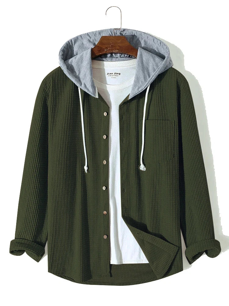 Men's Corduroy Hoodie with Adjustable Hood