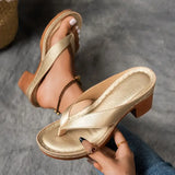 Women's Wedges with Thong Strap and Platform Sole