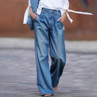 Women's Wide Leg Jeans with High Waist and Pleated Front