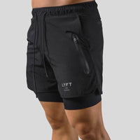 Men's 2-in-1 Sports and Training Shorts with Compression Layer Front
