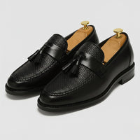 Men's Box Calf Leather Saddle Loafer with Tassel Detail Hero