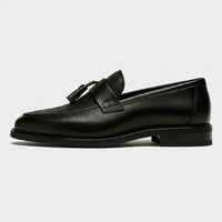 Men's Box Calf Leather Saddle Loafer with Tassel Detail Side