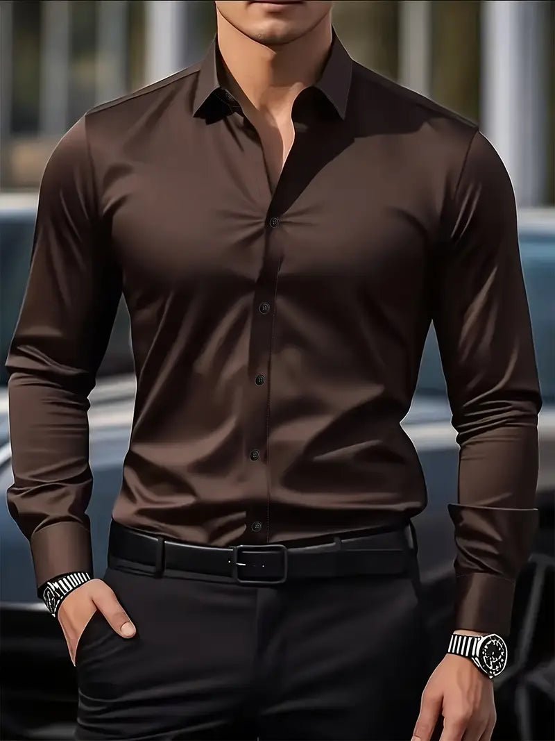 Men's Breathable Long Sleeve Slim Fit Shirt Back